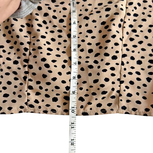 Altar'd State Brown Polka Dot Animal Print Long Sleeve Cropped Blouse Top XS - Picture 6 of 6